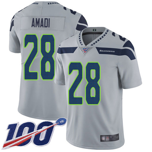 Seattle Seahawks Limited Grey Men Ugo Amadi Alternate Jersey NFL Football #28 100th Season Vapor Untouchable->youth nfl jersey->Youth Jersey